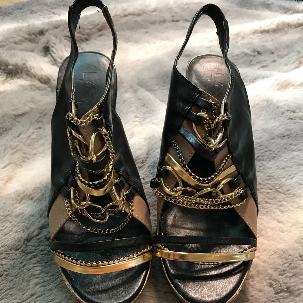 Forever 21 Gold & Black Heels